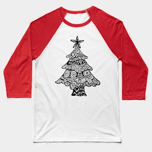 Christmas Tree Zentangle Design Baseball T-Shirt